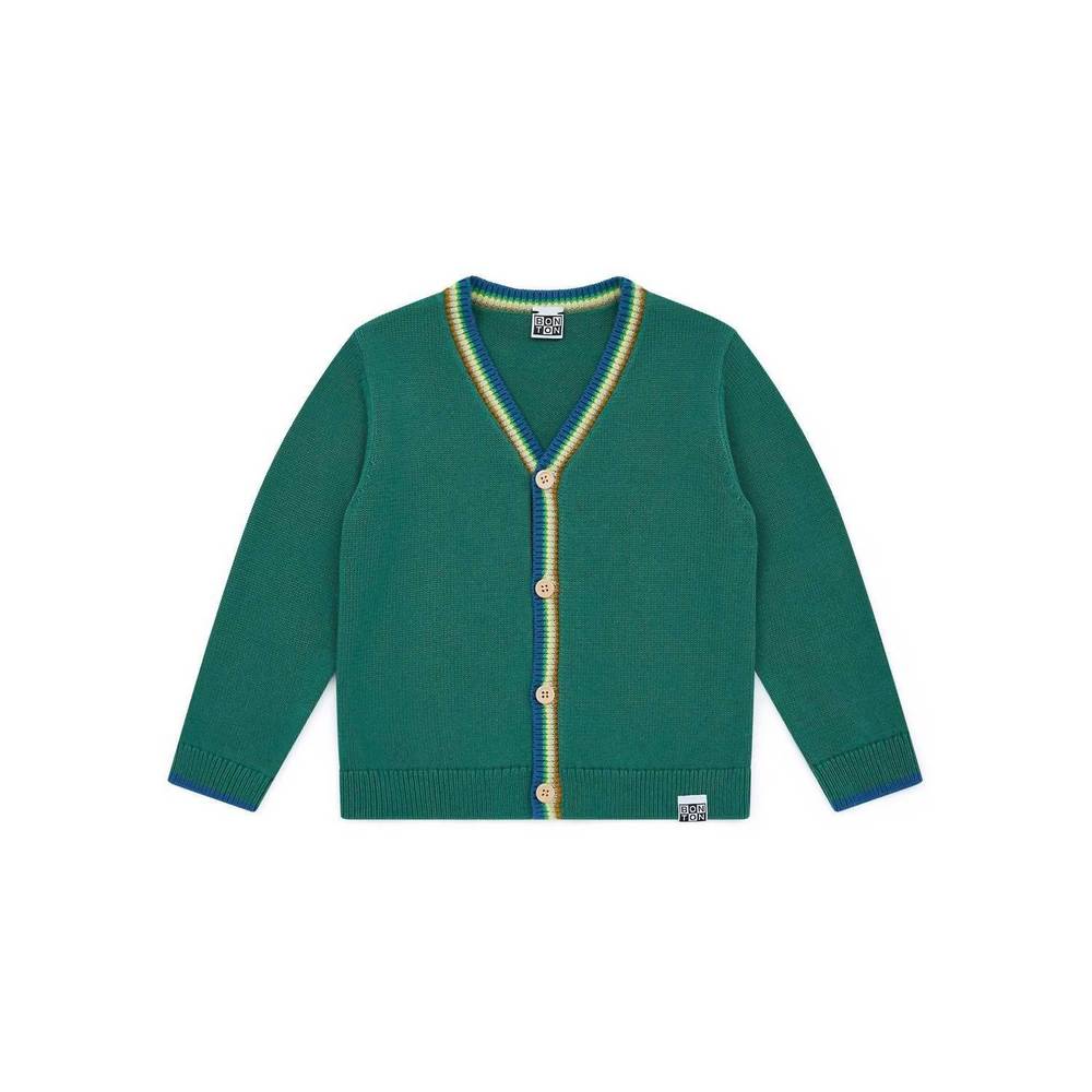 NEW BONTON boy's discovert cardigan in dark green